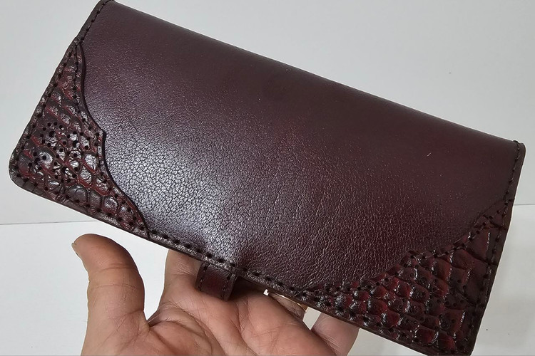 کیف پول چرم گاوی و دستدوز