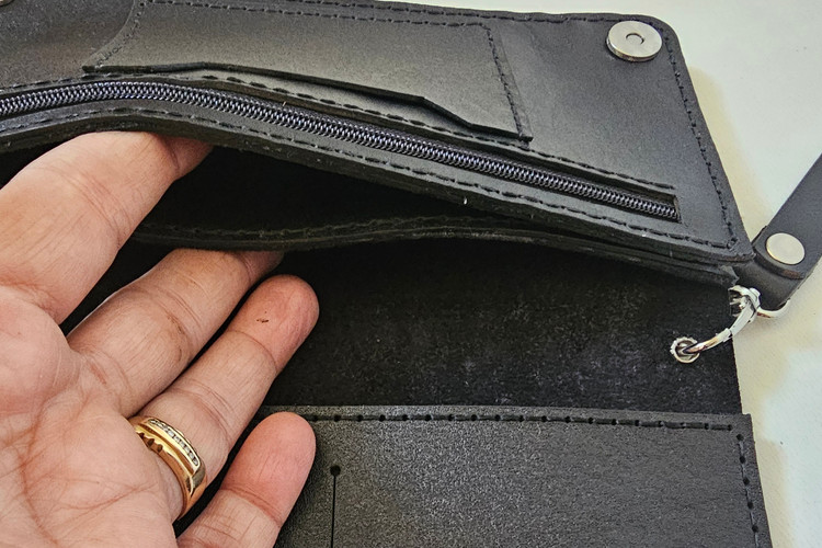 کیف پول کتی چرم گاوی دسترنگ و دستدوز